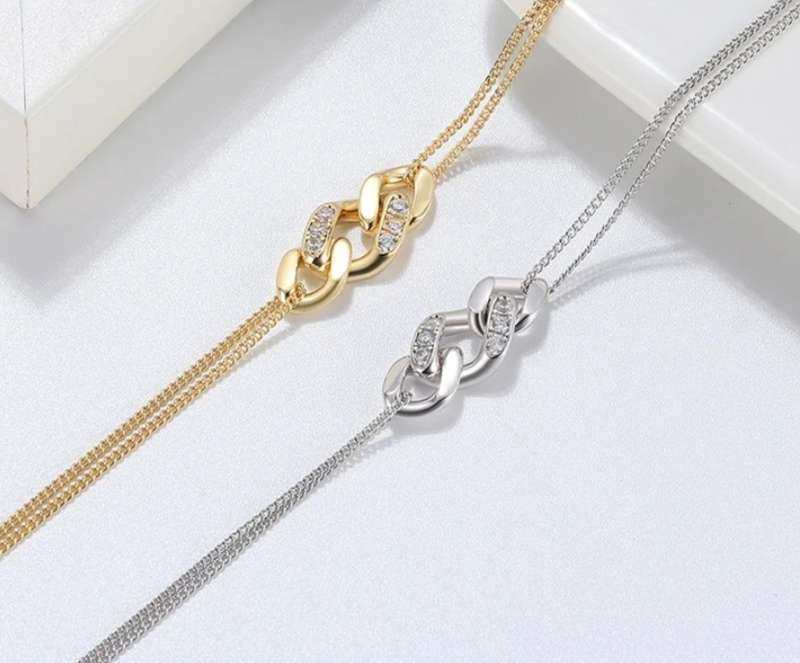 925 Silver Double Chain Knotted Bracelet