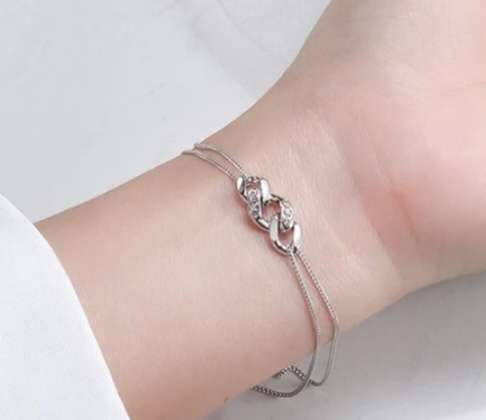 925 Silver Double Chain Knotted Bracelet
