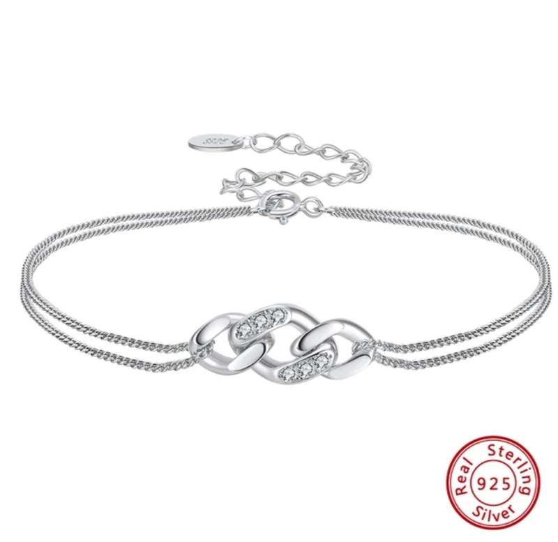 925 Silver Double Chain Knotted Bracelet
