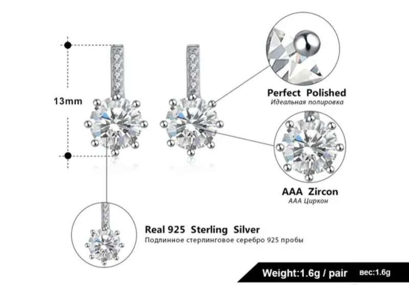 925 Silver Bijoux CZ Stud Earrings