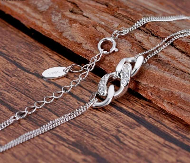 925 Silver Double Chain Knotted Bracelet