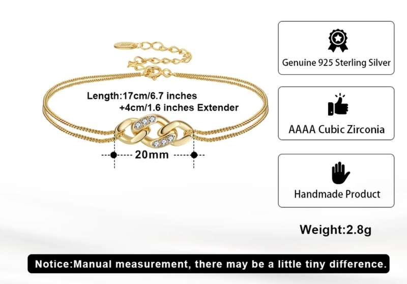 925 Silver Double Chain Knotted Bracelet
