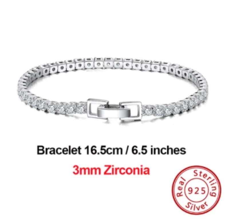 925 Silver Sparkling  3 mm CZ Tennis Bracelet