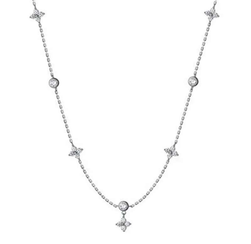 (FREE) 925 Silver Four Leaf Flower Necklace