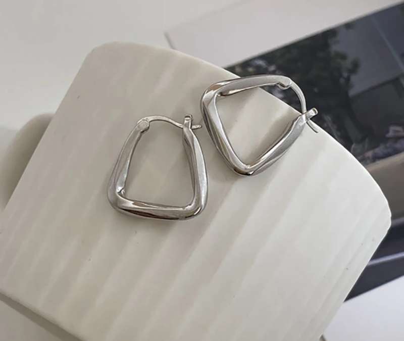 925 Silver Geometric Square Earrings