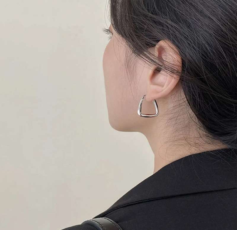 925 Silver Geometric Square Earrings