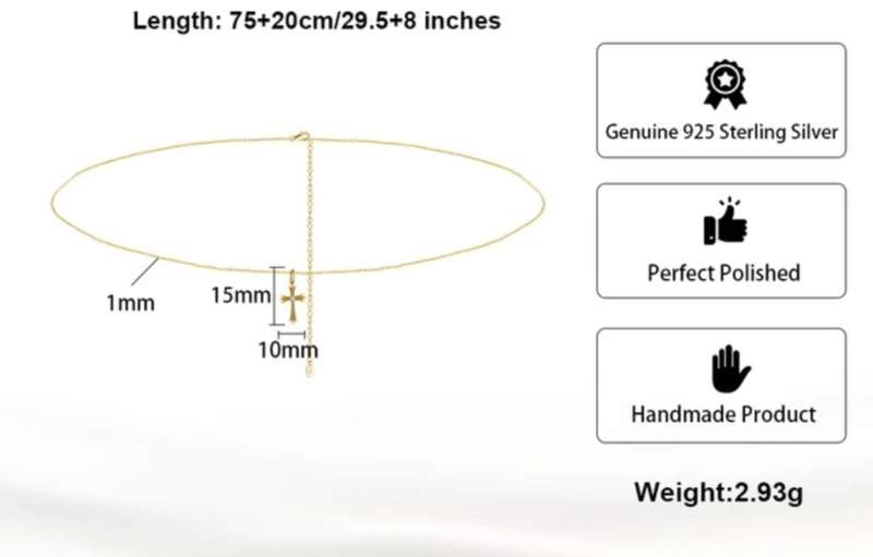 925 Silver Body Cross Charm Chain