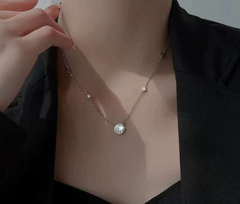 925 Silver CZ Love Halo Necklace