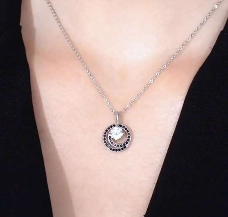 925 Silver Spiral Black Spinel Necklace