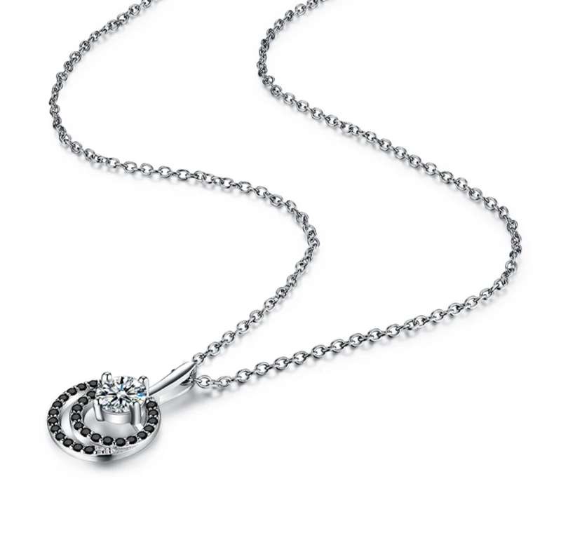 925 Silver Spiral Black Spinel Necklace