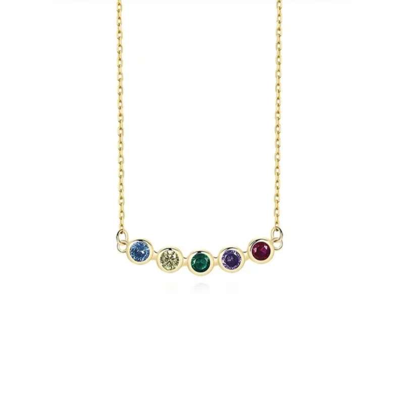 925 Silver  Iridescent CZ Bar Necklace