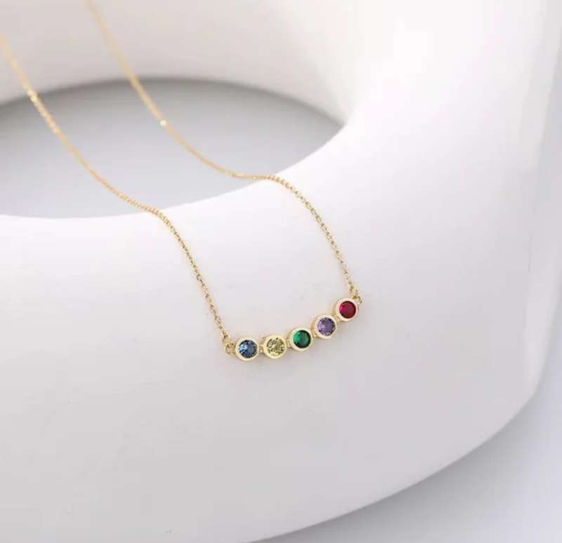 925 Silver  Iridescent CZ Bar Necklace