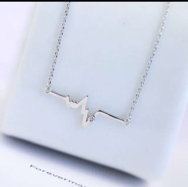 925 Silver Heartbeat and CZ Necklace