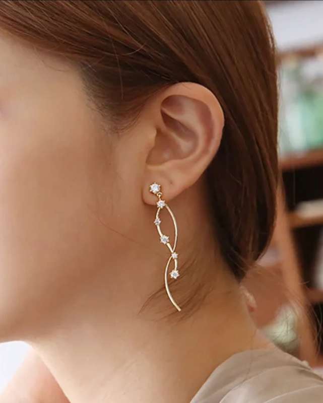 925 Silver Crystal Wave Earrings