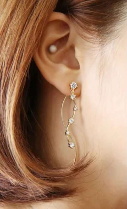 925 Silver Crystal Wave Earrings