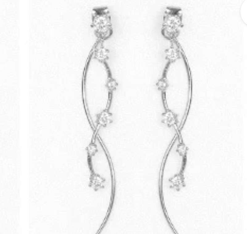 925 Silver Crystal Wave Earrings