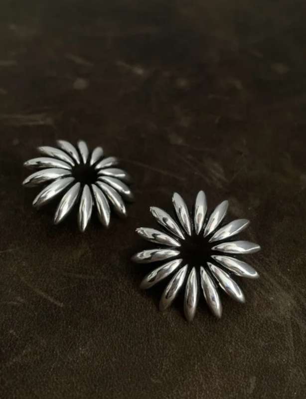 925 Silver Sunflower Earrings.