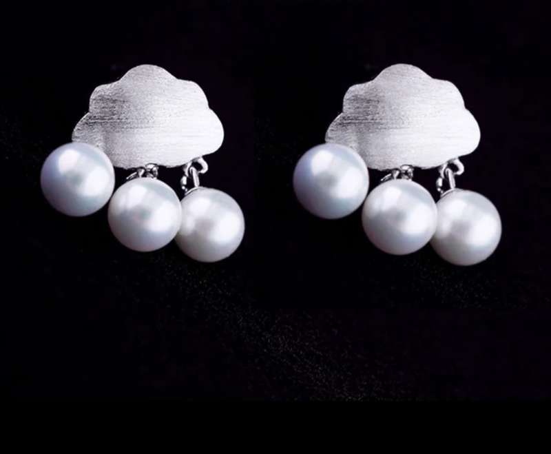 925 Silver Cloud and Pearl Earrings