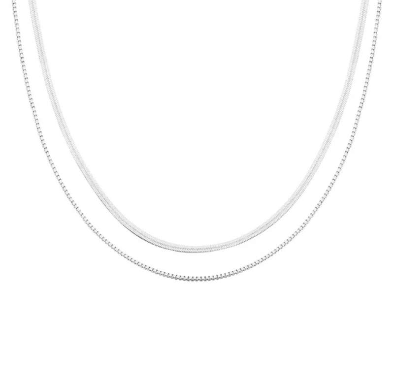 925 Silver Double Layer Snake Necklace
