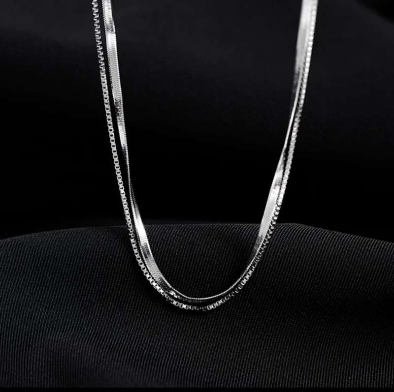 925 Silver Double Layer Snake Necklace