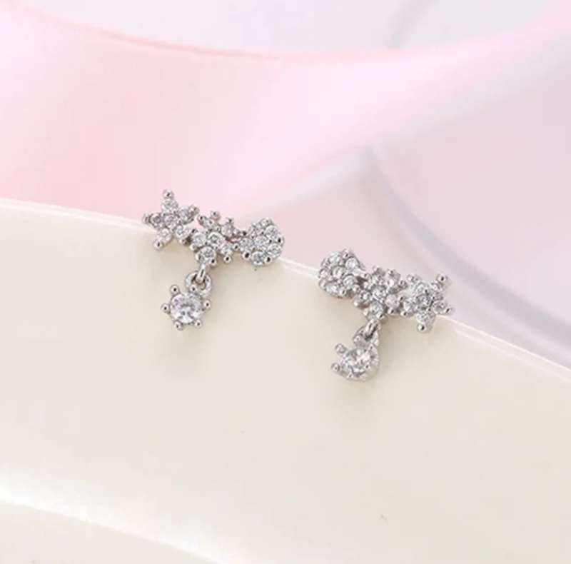 925 Silver CZ Flower Earring