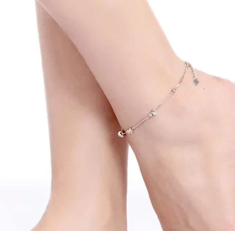 925 Silver Stars and Ball Anklet