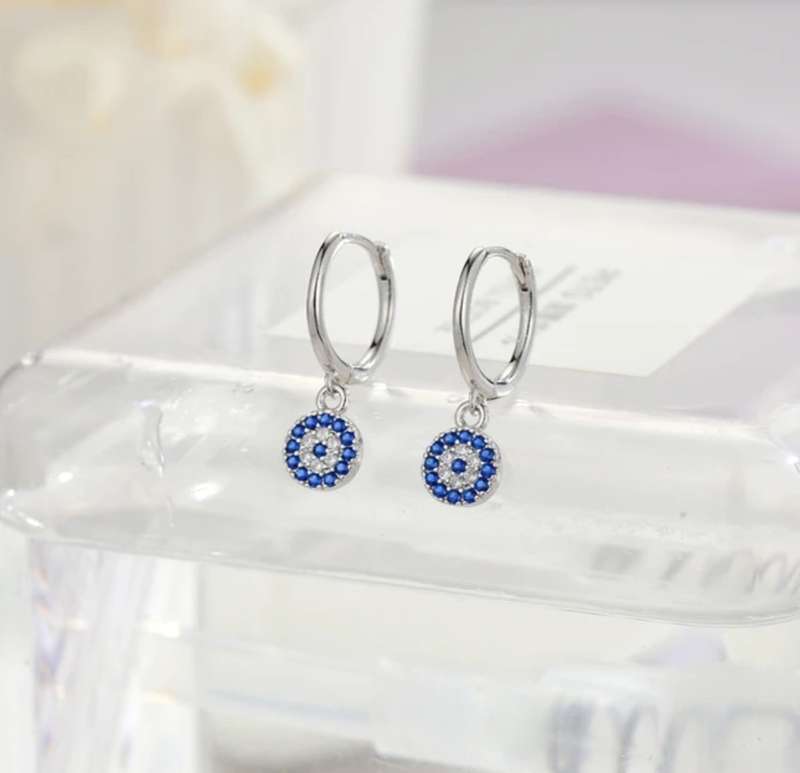 925 Silver Blue and White CZ Necklace and Earrings