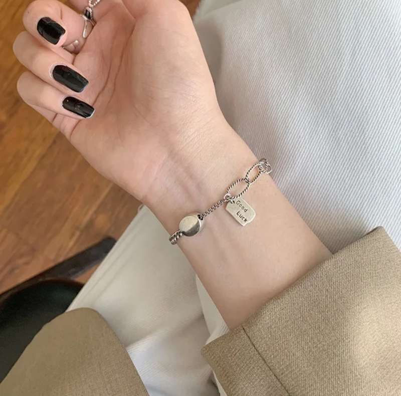 925 Silver Charm and Bean Bracelet