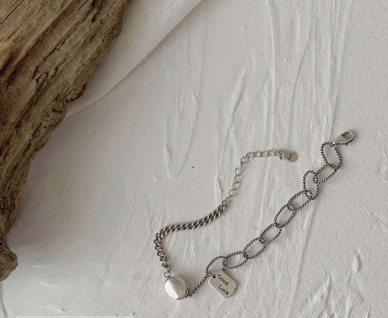 925 Silver Charm and Bean Bracelet