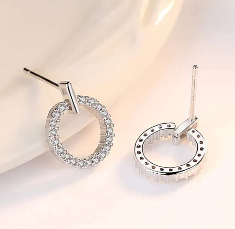 925 Silver Round CZ Earrings