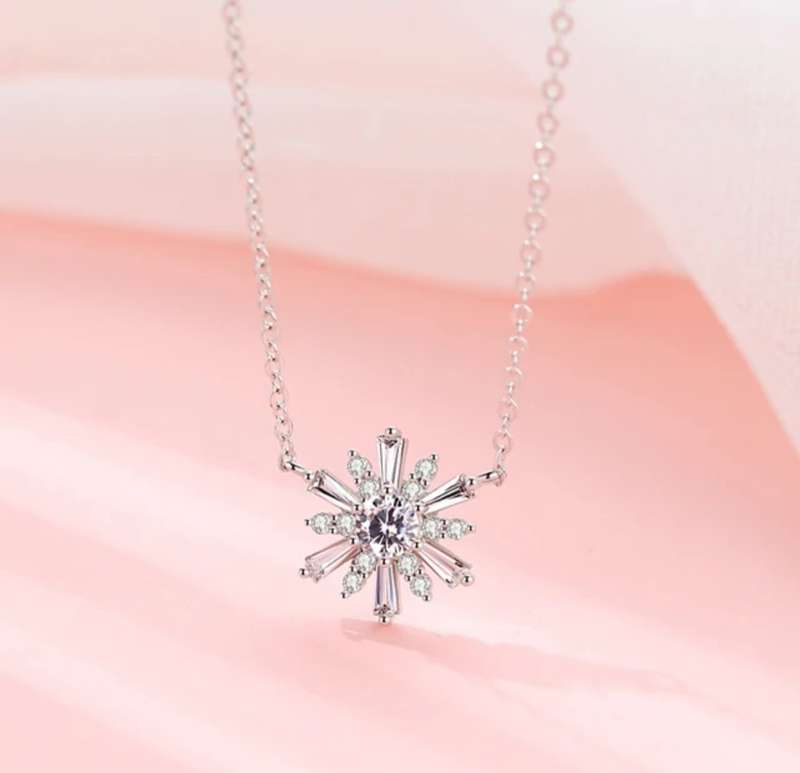 925 Silver CZ Sunflower Necklace