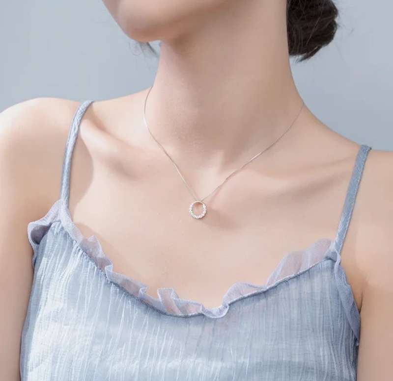 925 Silver CZ Circle Necklace