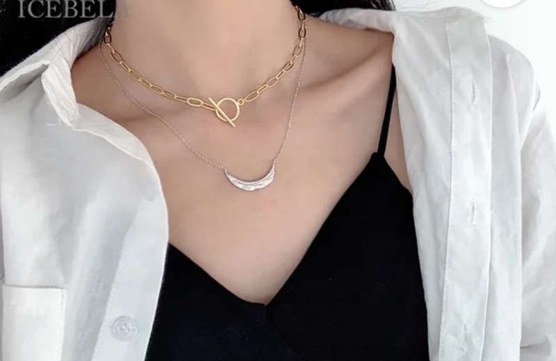 925 Solid Silver Half moon hammered Necklace.
