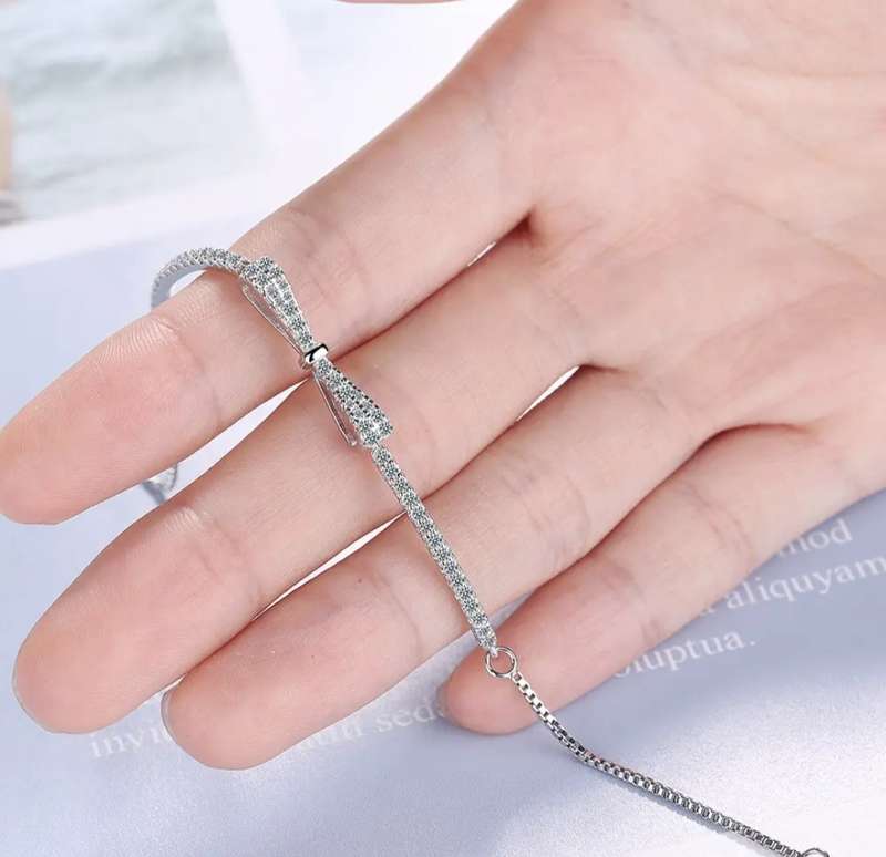 925 Silver CZ Bow Bracelet