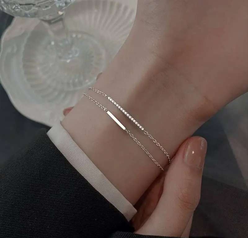 925 Silver Double Layer CZ Bracelet
