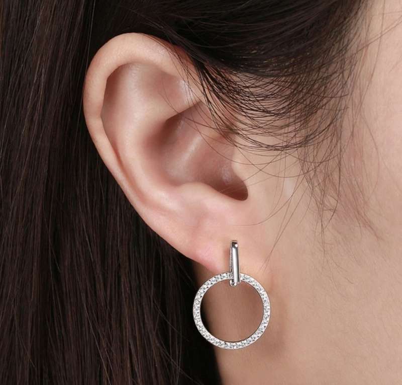 925 Silver Round CZ Earrings