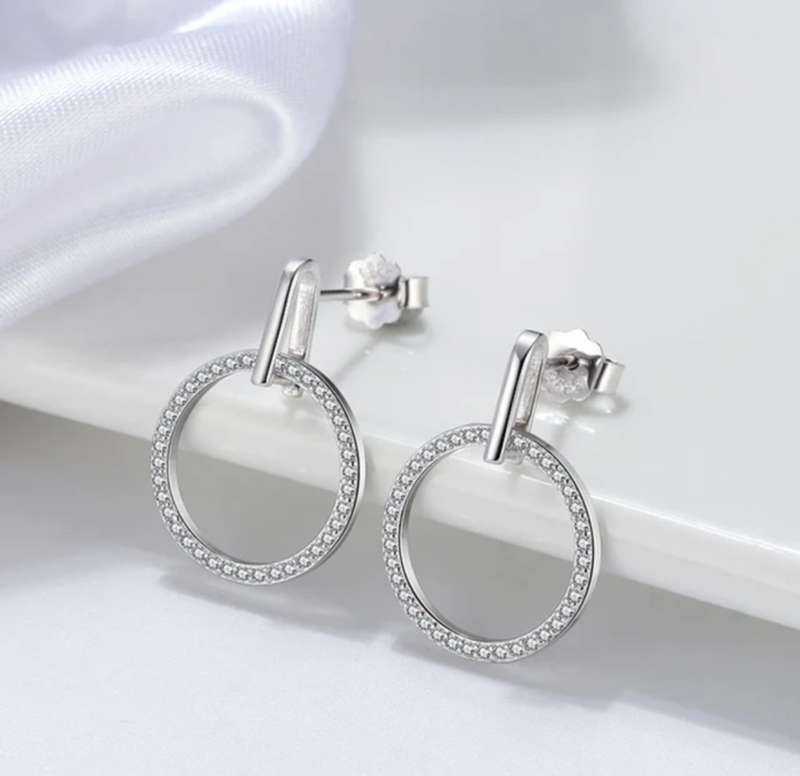 925 Silver Round CZ Earrings