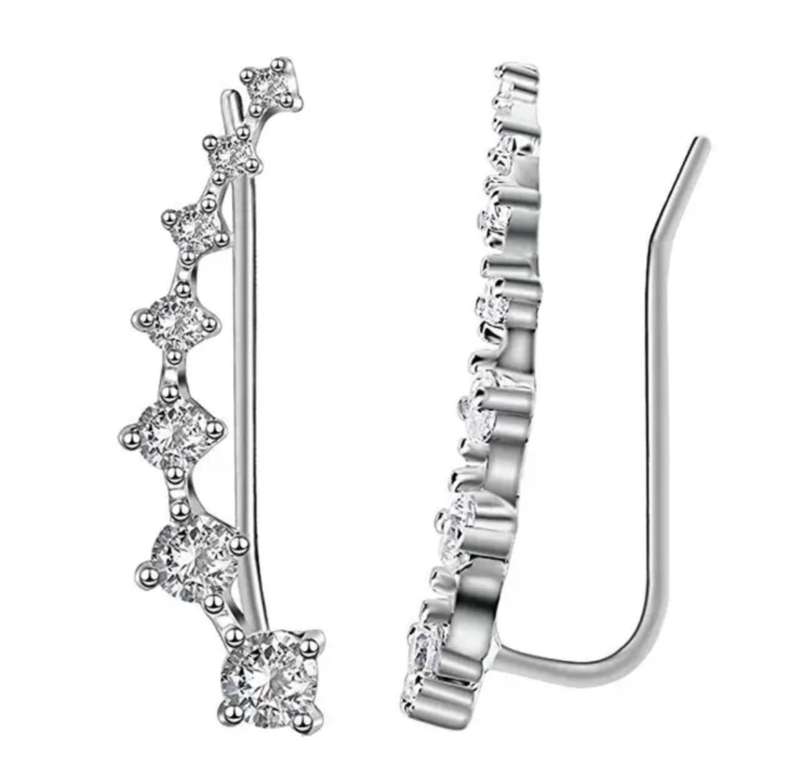 925 Silver CZ Climber Earrings