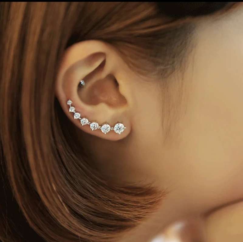 925 Silver CZ Climber Earrings