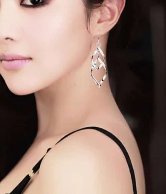 925 Silver Long Embroided Spiral Earrings