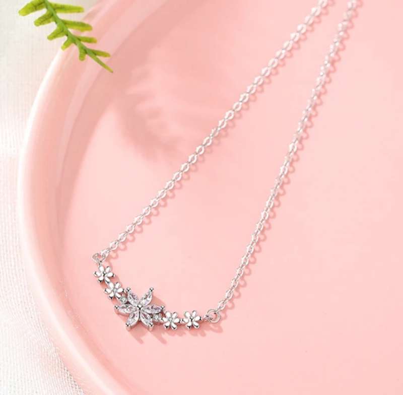 SPECIAL - 925 Silver CZ Flower Necklace
