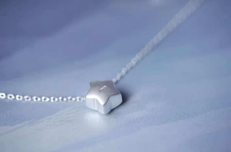 925 Solid Brushed Silver Star Necklace