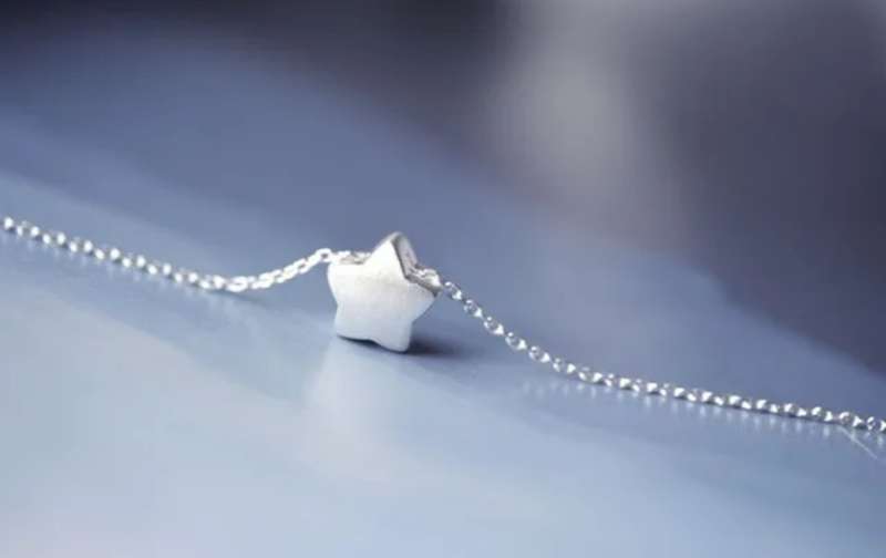 925 Solid Brushed Silver Star Necklace