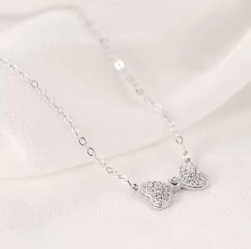 925 Silver Bow CZ Necklace