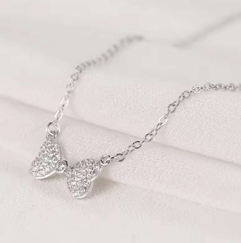 925 Silver Bow CZ Necklace