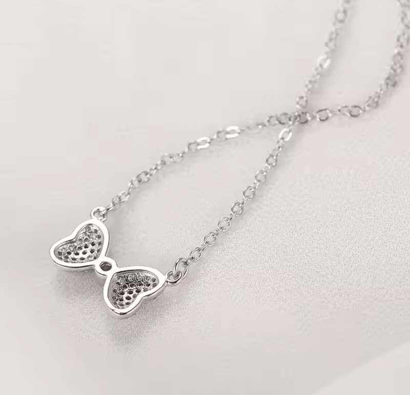 925 Silver Bow CZ Necklace