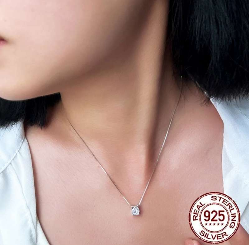 925 Silver CZ  Slider Necklace