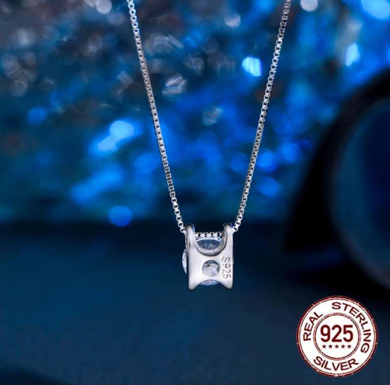 925 Silver CZ  Slider Necklace