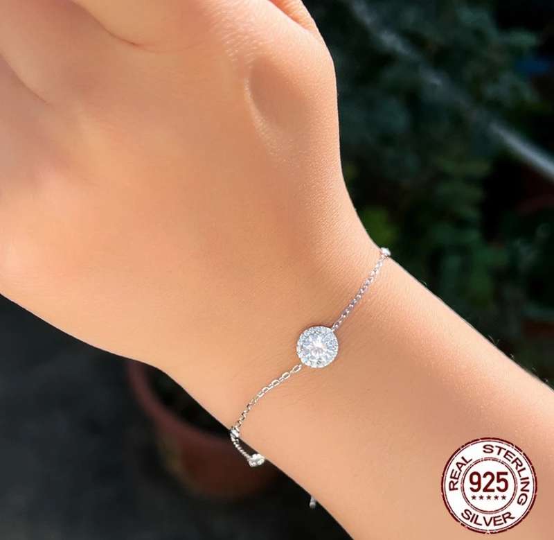 Sterling Silver Brilliant Round Cut Cubic Zirconia Bracelet