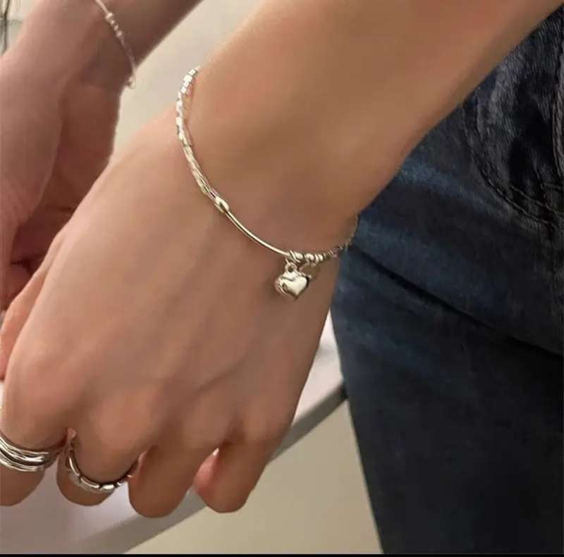 925 Silver Little Square & Heart Bracelet